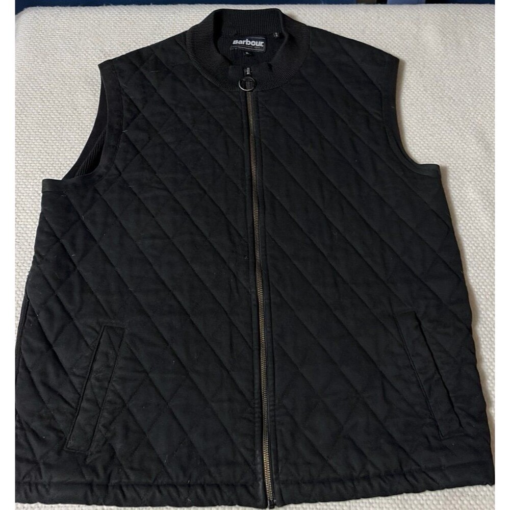 Barbour XL Black Quilted Vest Gilet Full Zip